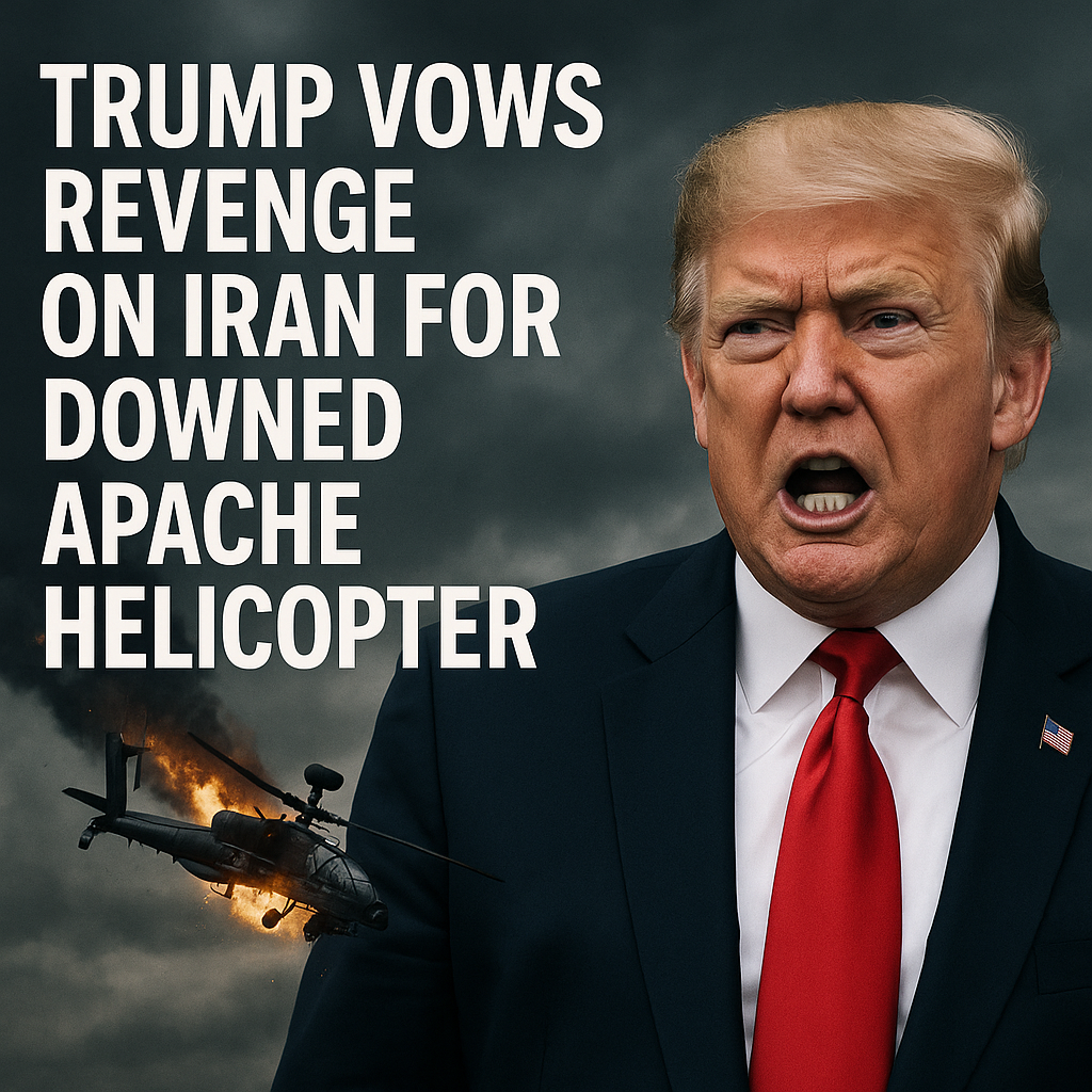 Illustration of Trump Vows Revenge on Iran for Downed Apache Helicopter