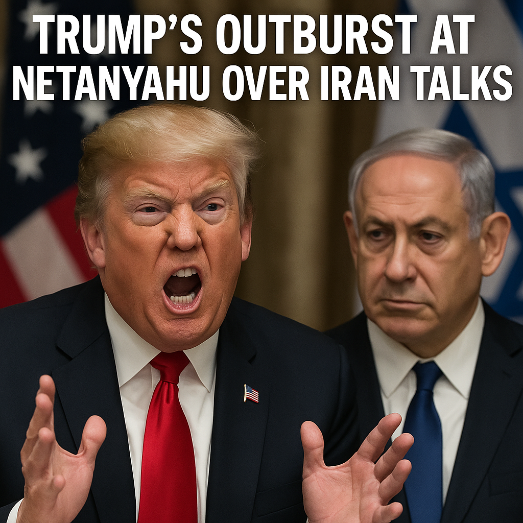 Illustration of Trump's Outburst at Netanyahu Over Iran Talks