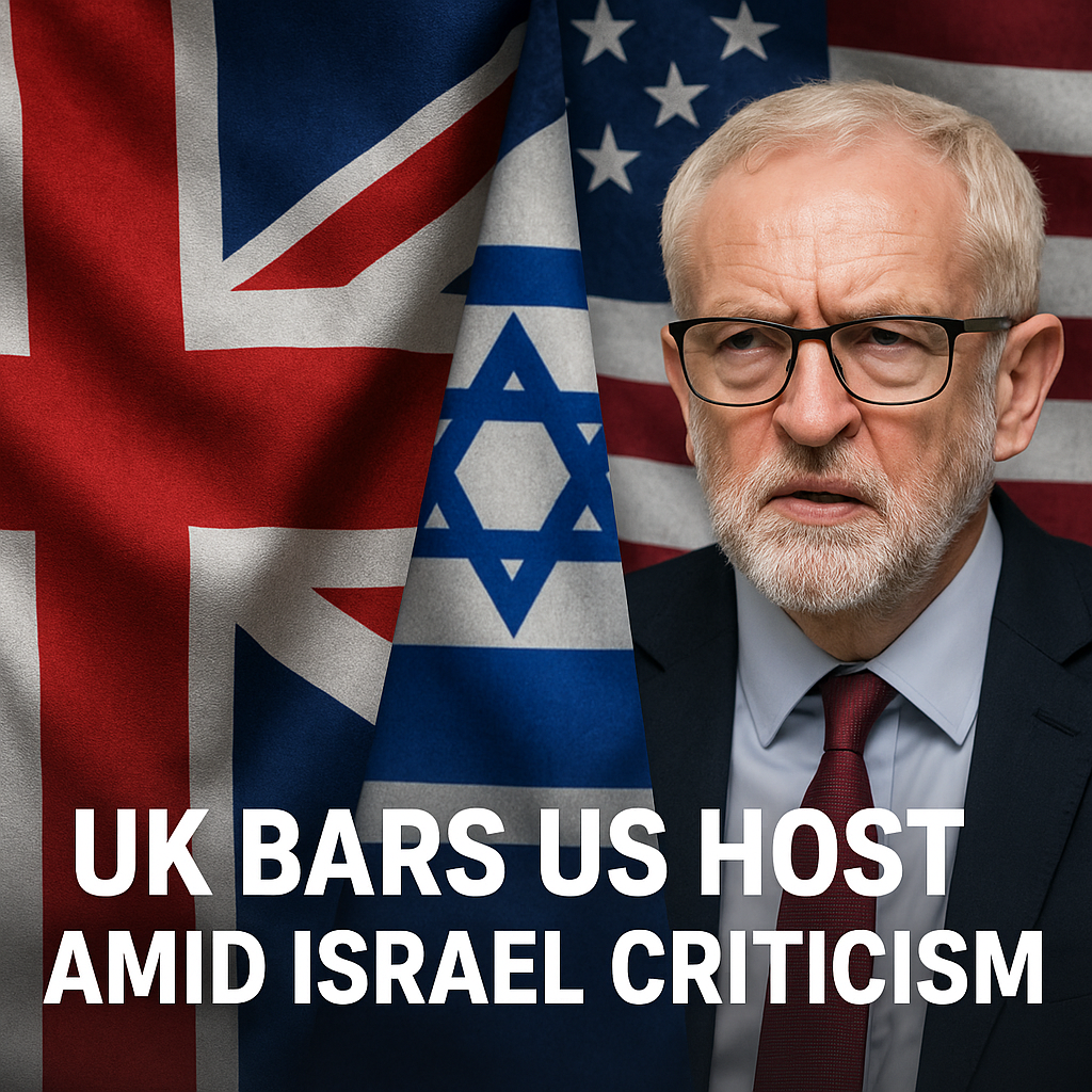 Illustration of UK Bars US Host Amid Israel Criticism