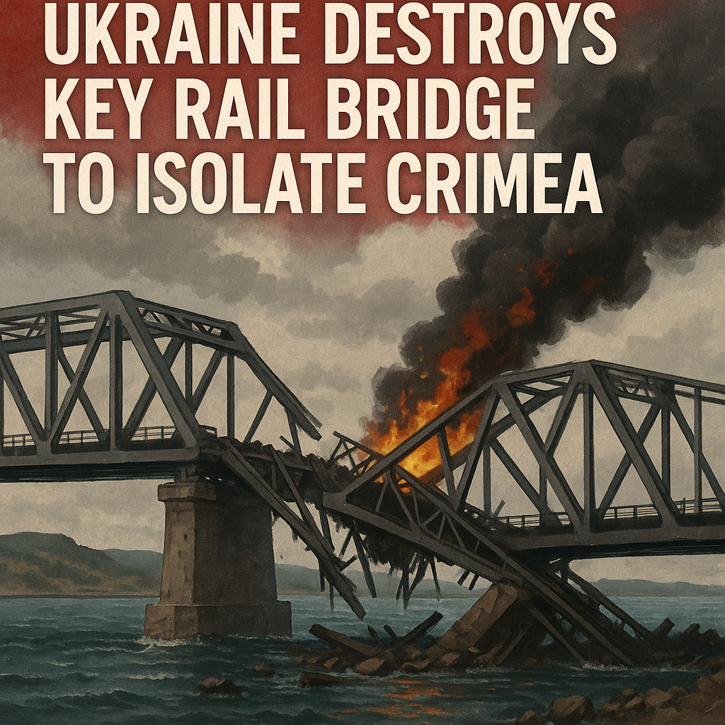 Illustration of Ukraine Destroys Key Rail Bridge to Isolate Crimea