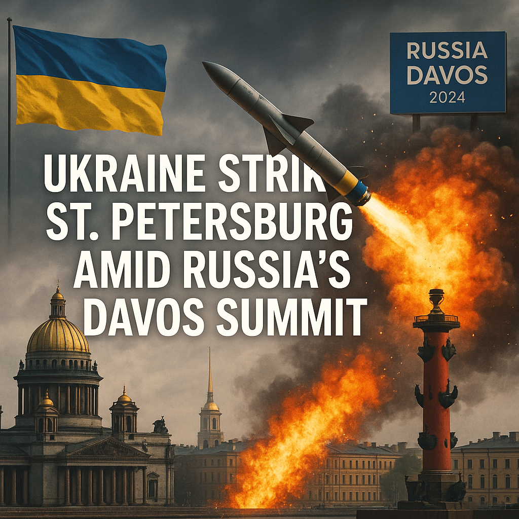 Illustration of Ukraine Strikes St. Petersburg Amid Russia's Davos Summit