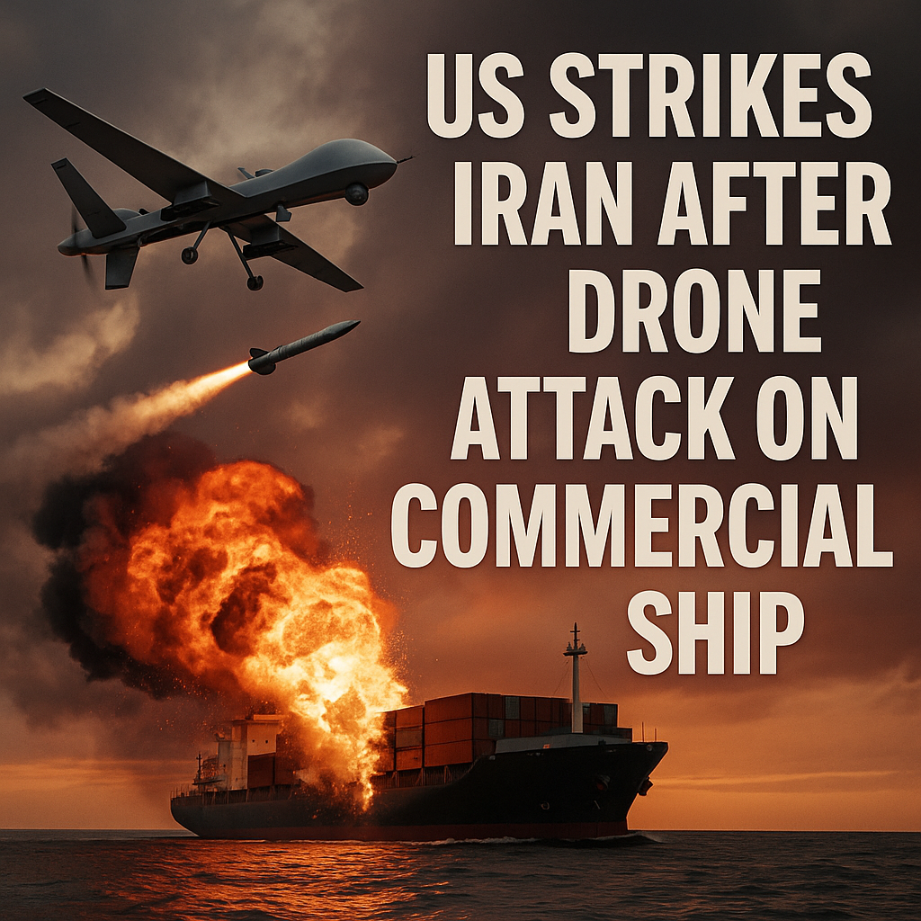 Illustration of US Strikes Iran After Drone Attack on Commercial Ship