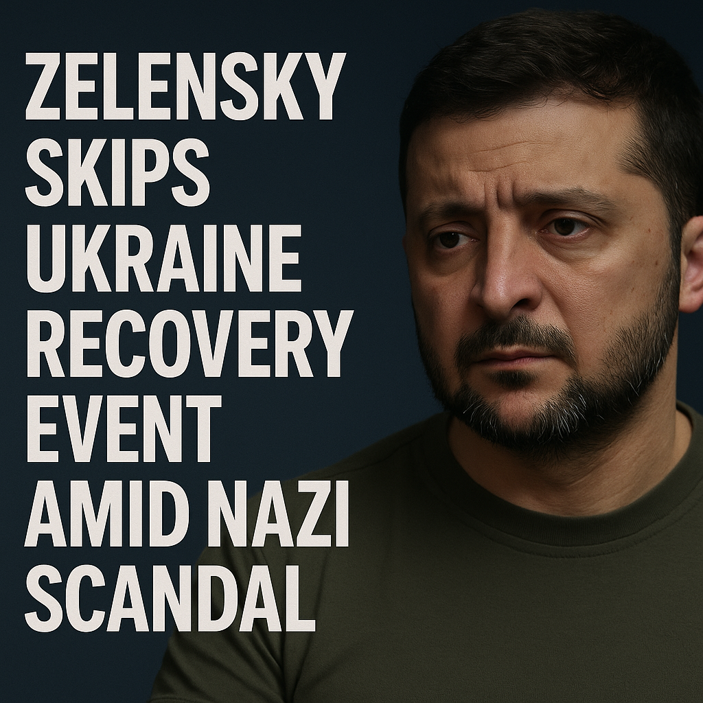 Illustration of Zelensky Skips Ukraine Recovery Event Amid Nazi Scandal