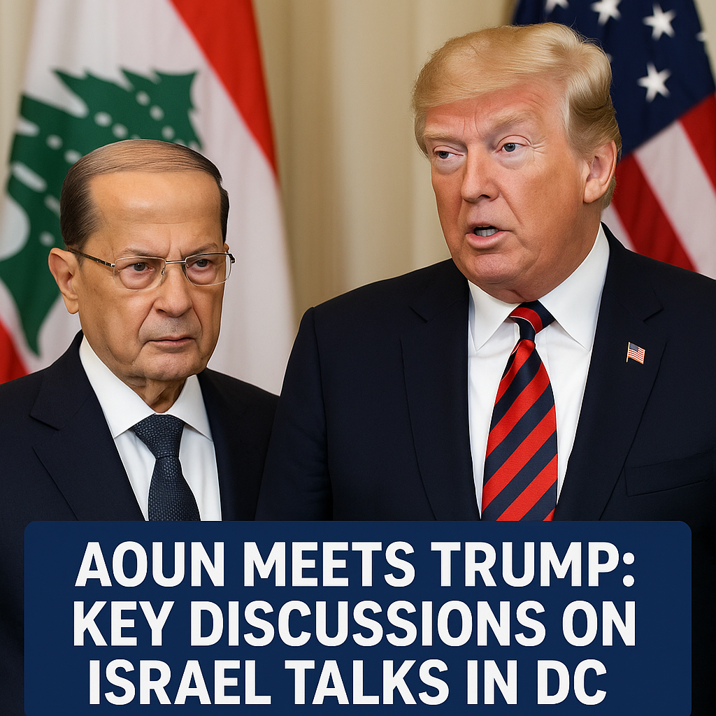 Illustration of Aoun Meets Trump: Key Discussions on Israel Talks in DC