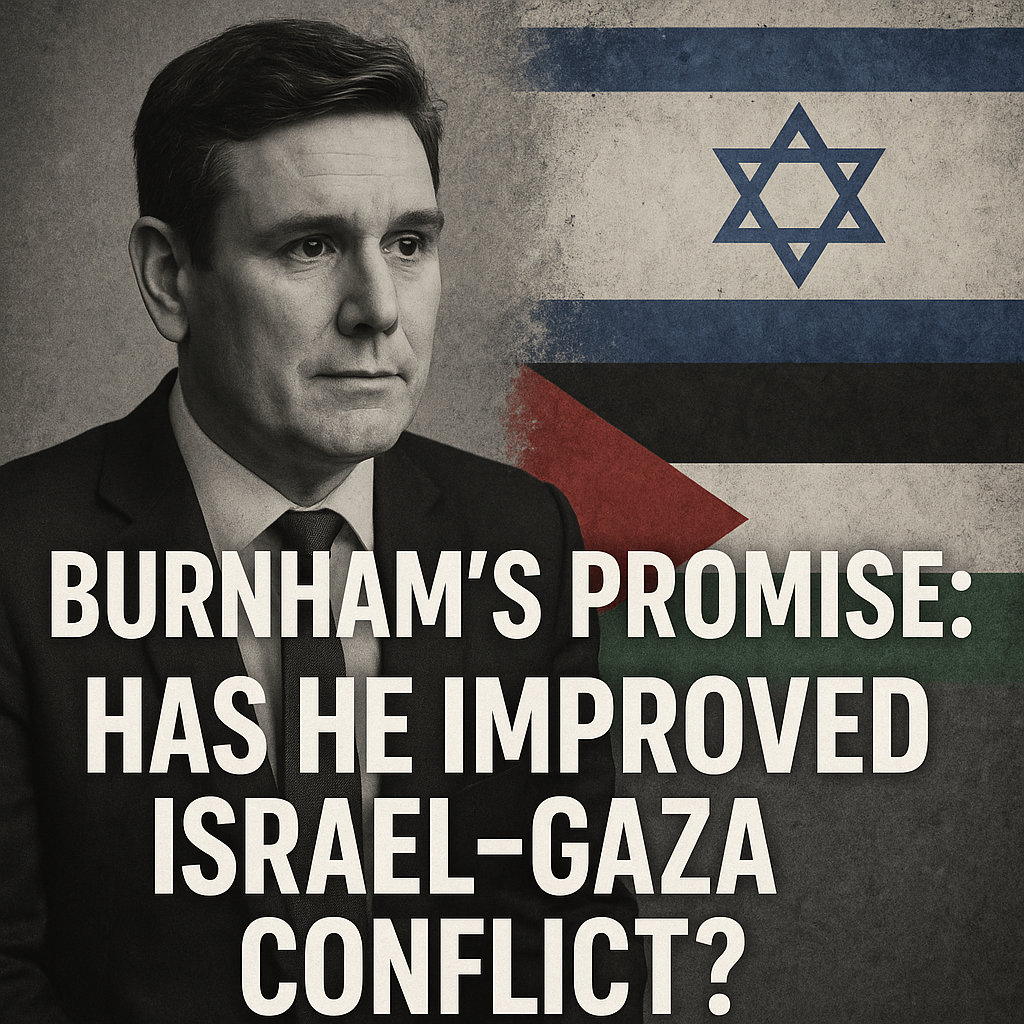 Illustration of Burnham's Promise: Has He Improved Israel-Gaza Conflict?