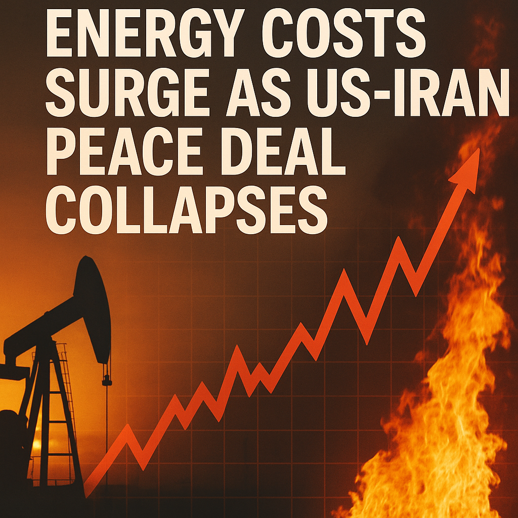 Illustration of Energy Costs Surge as US-Iran Peace Deal Collapses