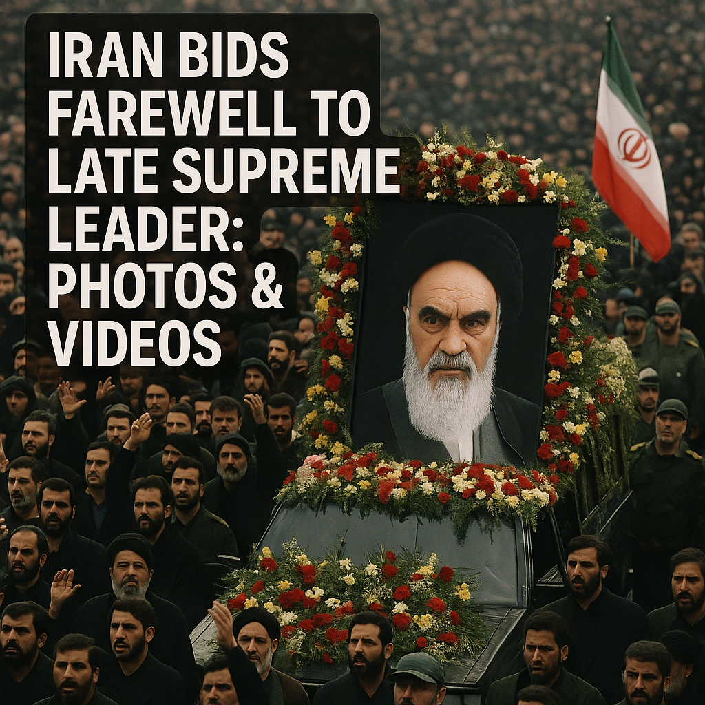 Illustration of Iran Bids Farewell to Late Supreme Leader: Photos & Videos
