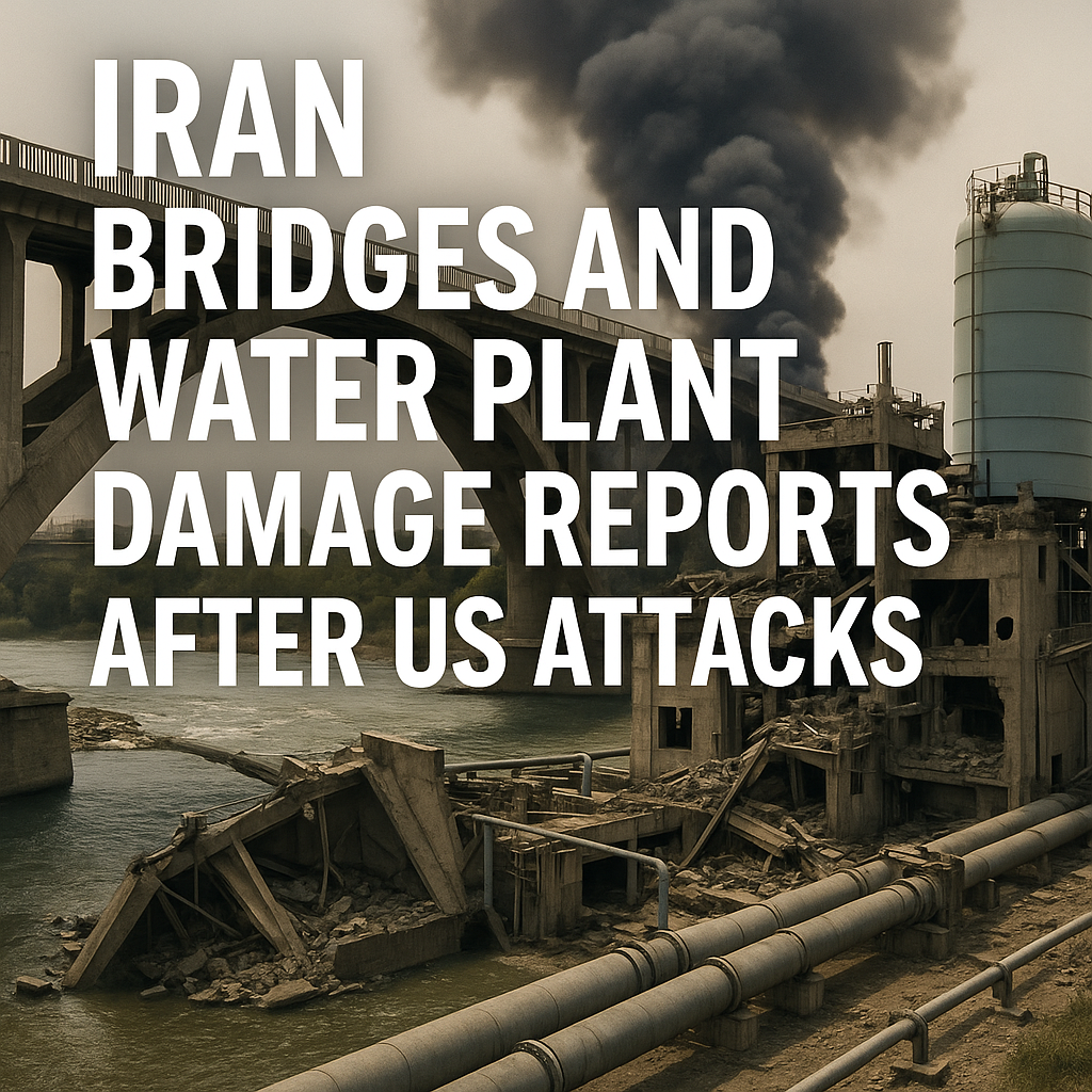 Illustration of Iran Bridges and Water Plant Damage Reports After US Attacks