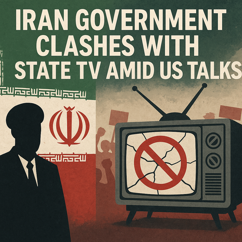 Illustration of Iran Government Clashes with State TV Amid US Talk Negotiations