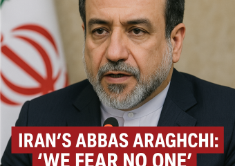 Illustration of Iran's Abbas Araghchi: 'We Fear No One' Statement