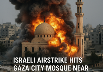 Illustration of Israeli Airstrike Hits Gaza City Mosque Near Displacement Camp