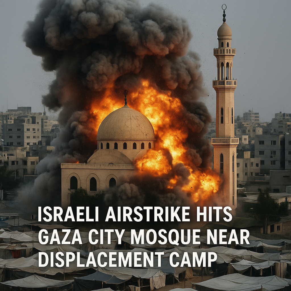 Illustration of Israeli Airstrike Hits Gaza City Mosque Near Displacement Camp