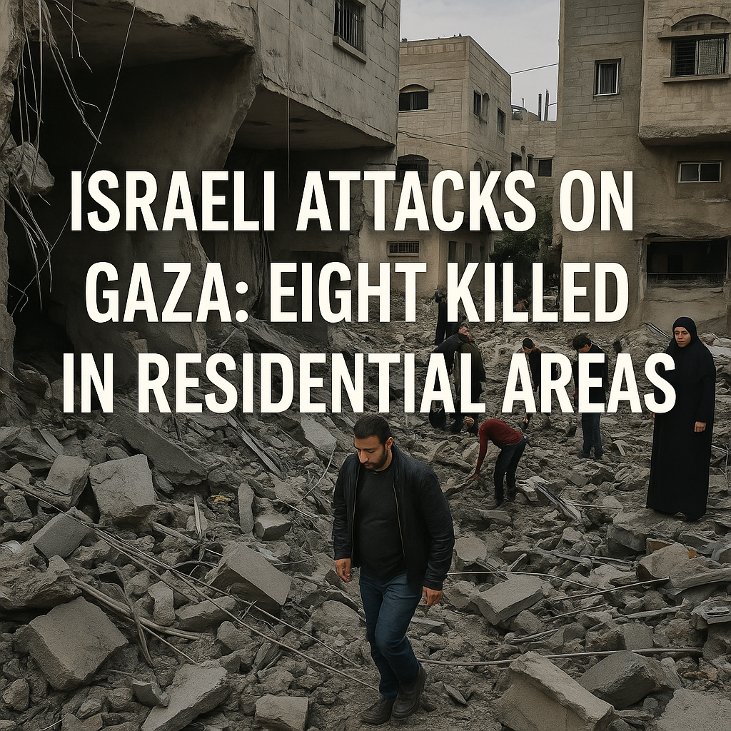 Illustration of Israeli Attacks on Gaza: Eight Killed in Residential Areas