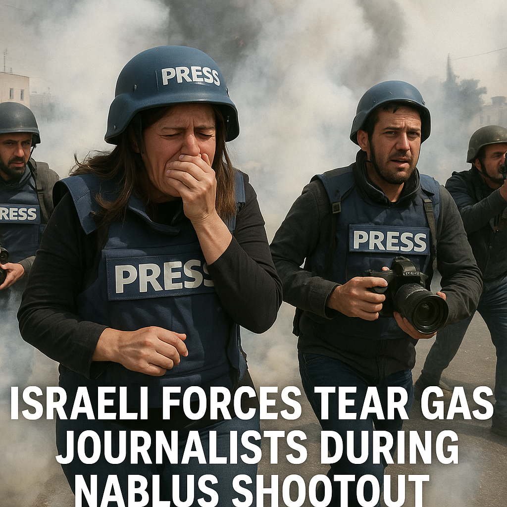 Illustration of Israeli Forces Tear Gas Journalists During Nablus Shootout