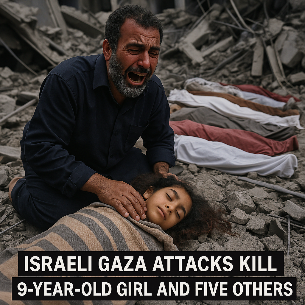 Illustration of Israeli Gaza Attacks Kill 9-Year-Old Girl and Five Others