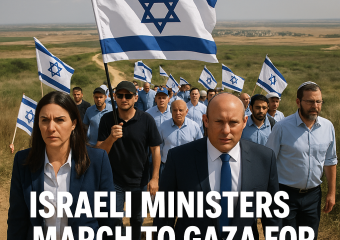 Illustration of Israeli Ministers March to Gaza for Settlement Return
