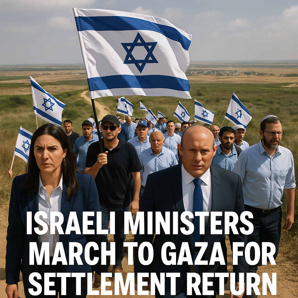 Illustration of Israeli Ministers March to Gaza for Settlement Return
