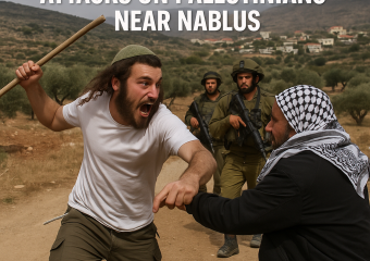Illustration of Israeli Settlers Intensify Attacks on Palestinians Near Nablus