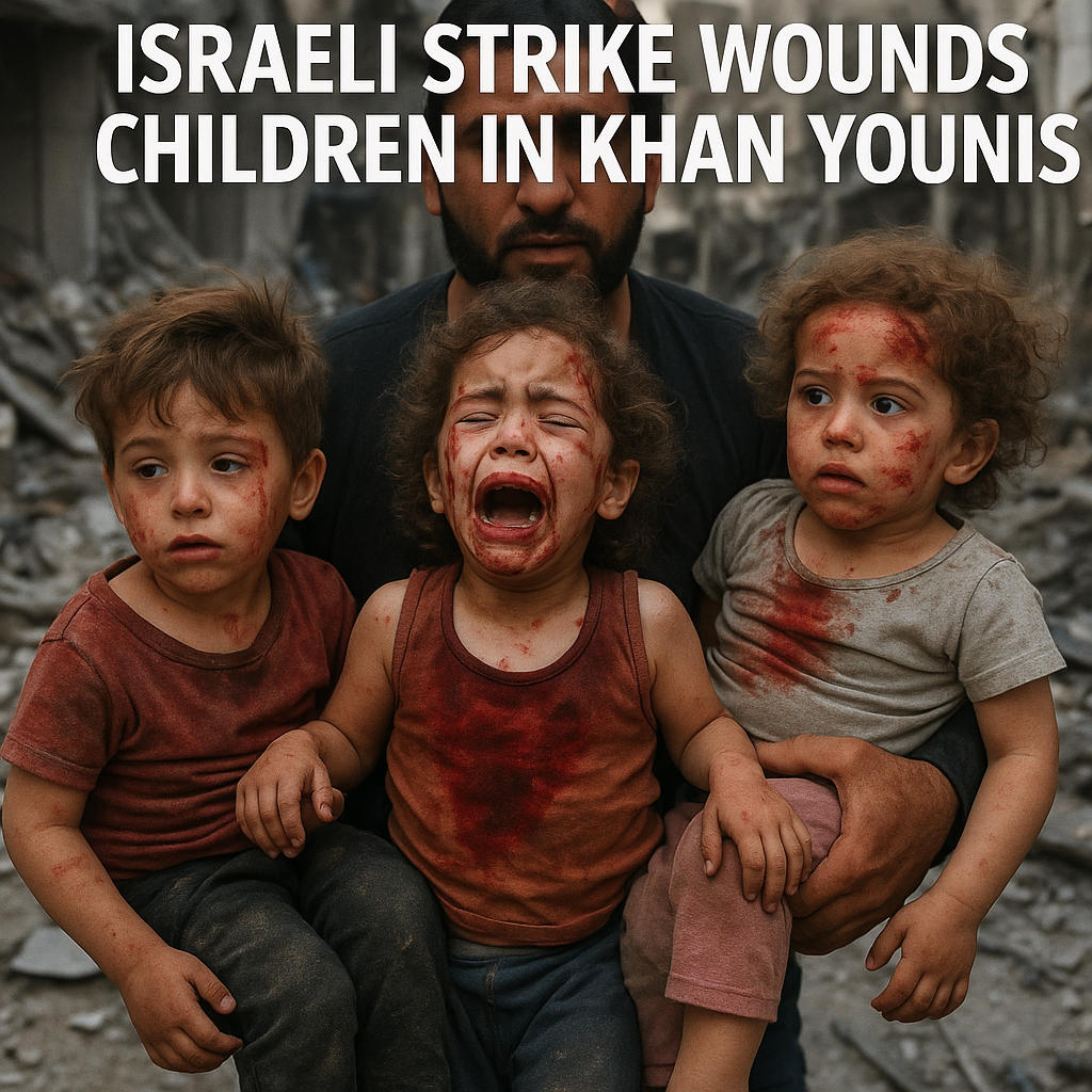 Illustration of Israeli Strike Wounds Children in Khan Younis