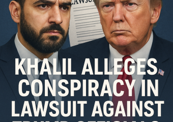 Illustration of Khalil Alleges Conspiracy in Lawsuit Against Trump Officials