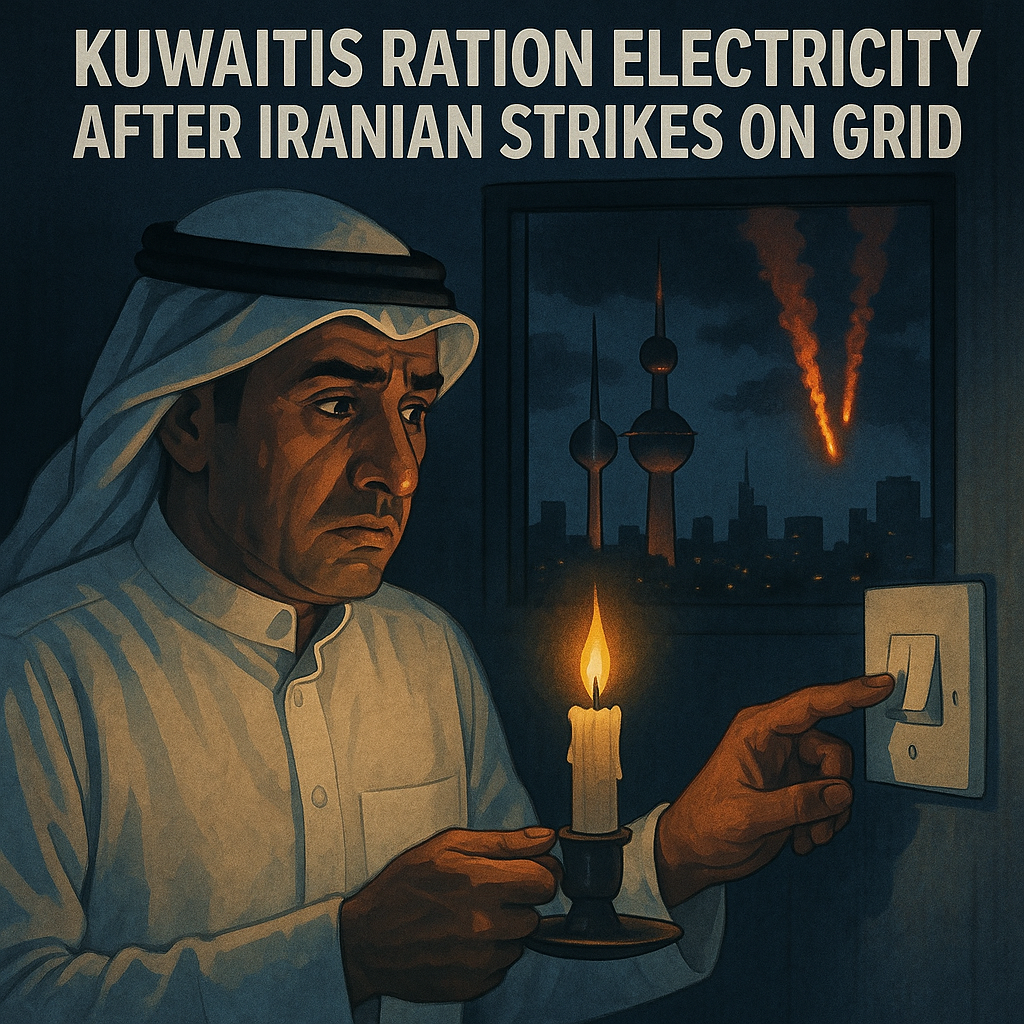 Illustration of Kuwaitis Ration Electricity After Iranian Strikes on Grid