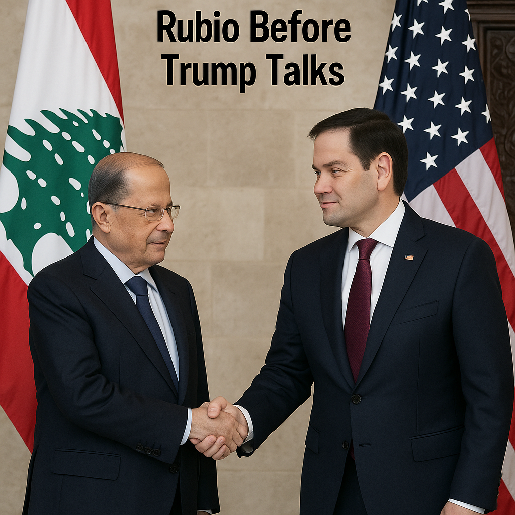 Illustration of Lebanon’s President Aoun Meets Rubio Before Trump Talks