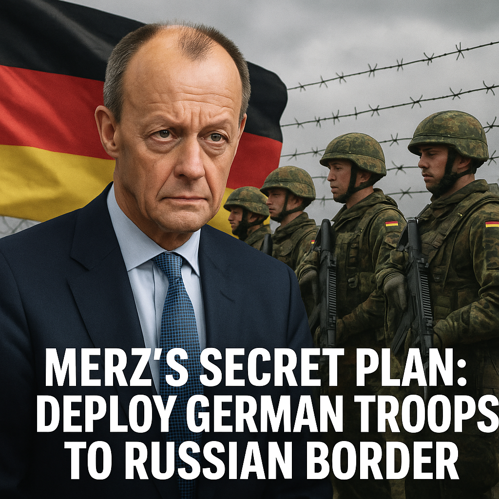 Illustration of Merz's Secret Plan: Deploy German Troops to Russian Border