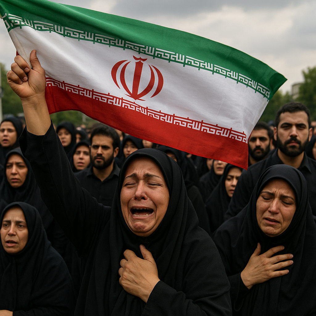 Illustration of Mourners Unveil Strength: Iran's Resilience in Grief