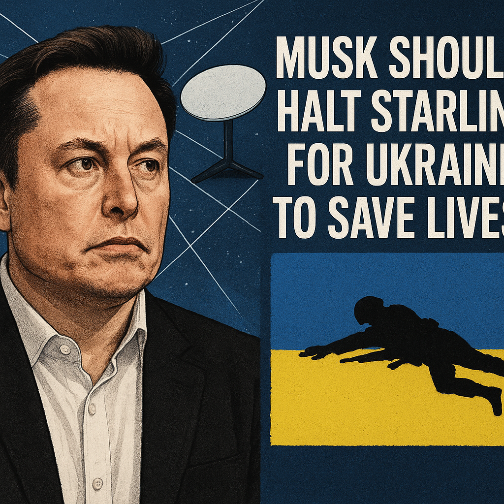 Illustration of Musk Should Halt Starlink for Ukraine to Save Lives