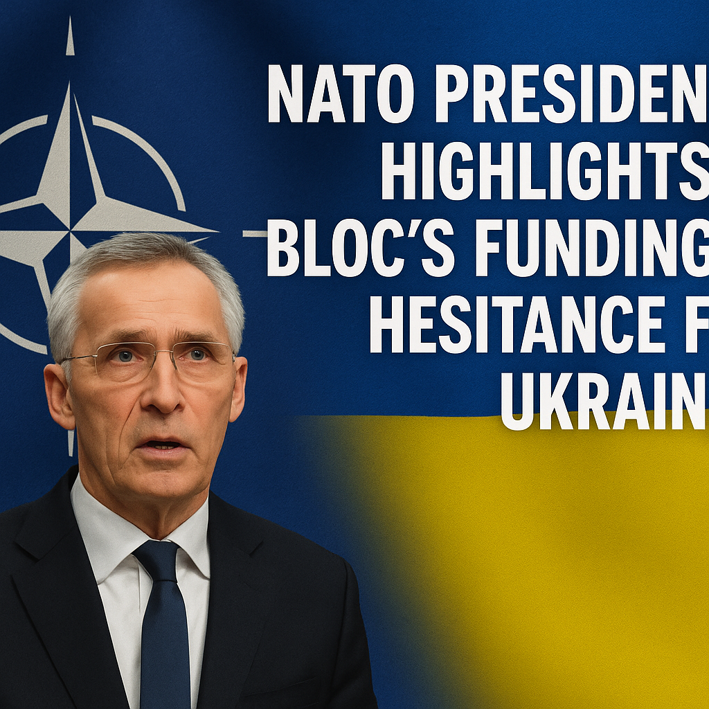 Illustration of NATO President Highlights Bloc's Funding Hesitance for Ukraine