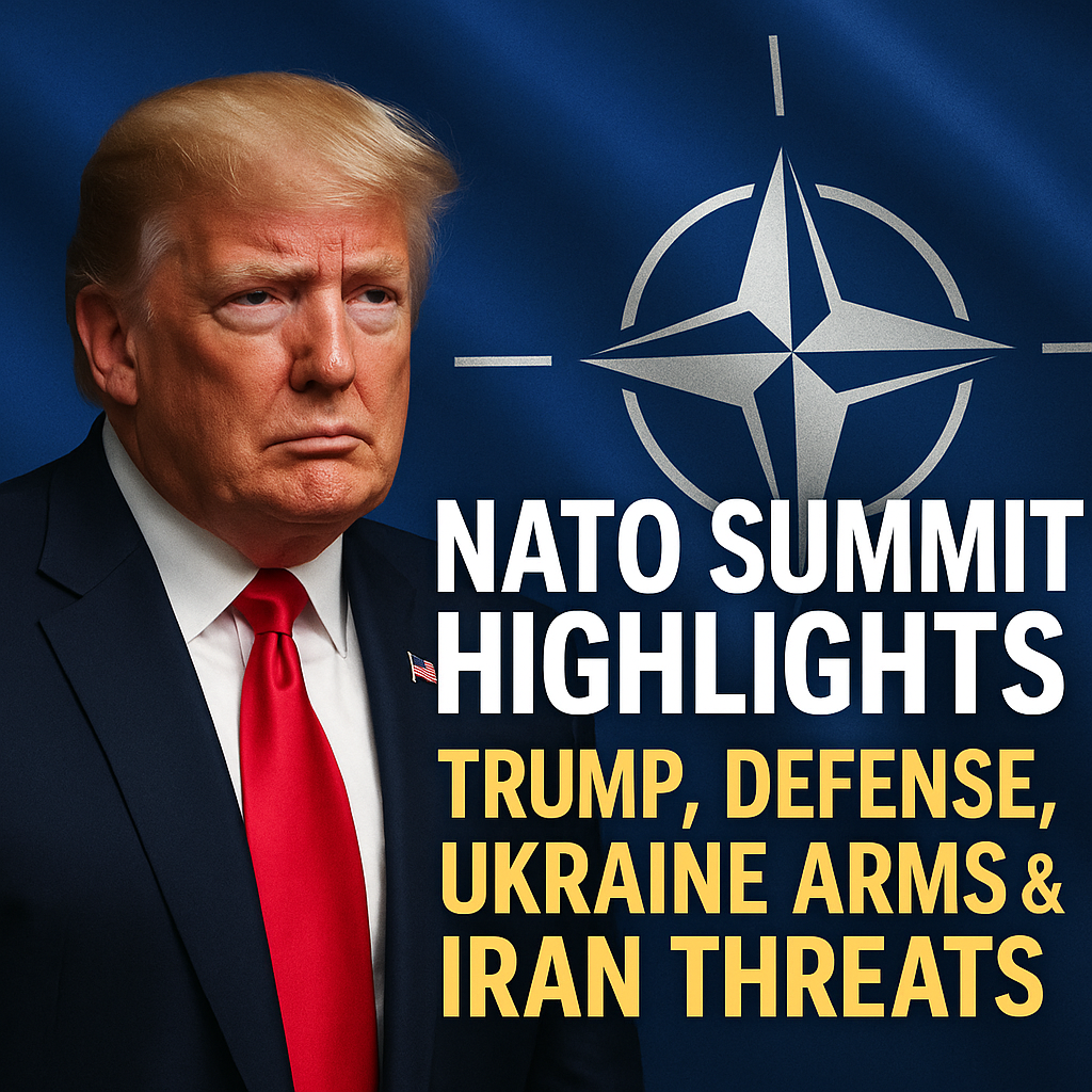 Illustration of NATO Summit Highlights: Trump, Defense, Ukraine Arms & Iran Threats