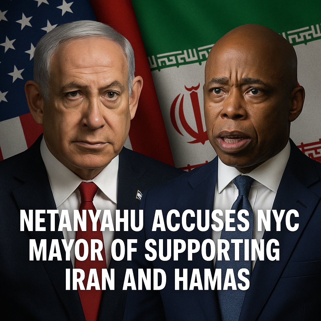 Illustration of Netanyahu Accuses NYC Mayor of Supporting Iran and Hamas