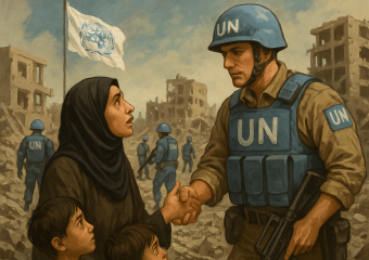 Illustration of Palestinians Seek International Peace Force to Rebuild Gaza