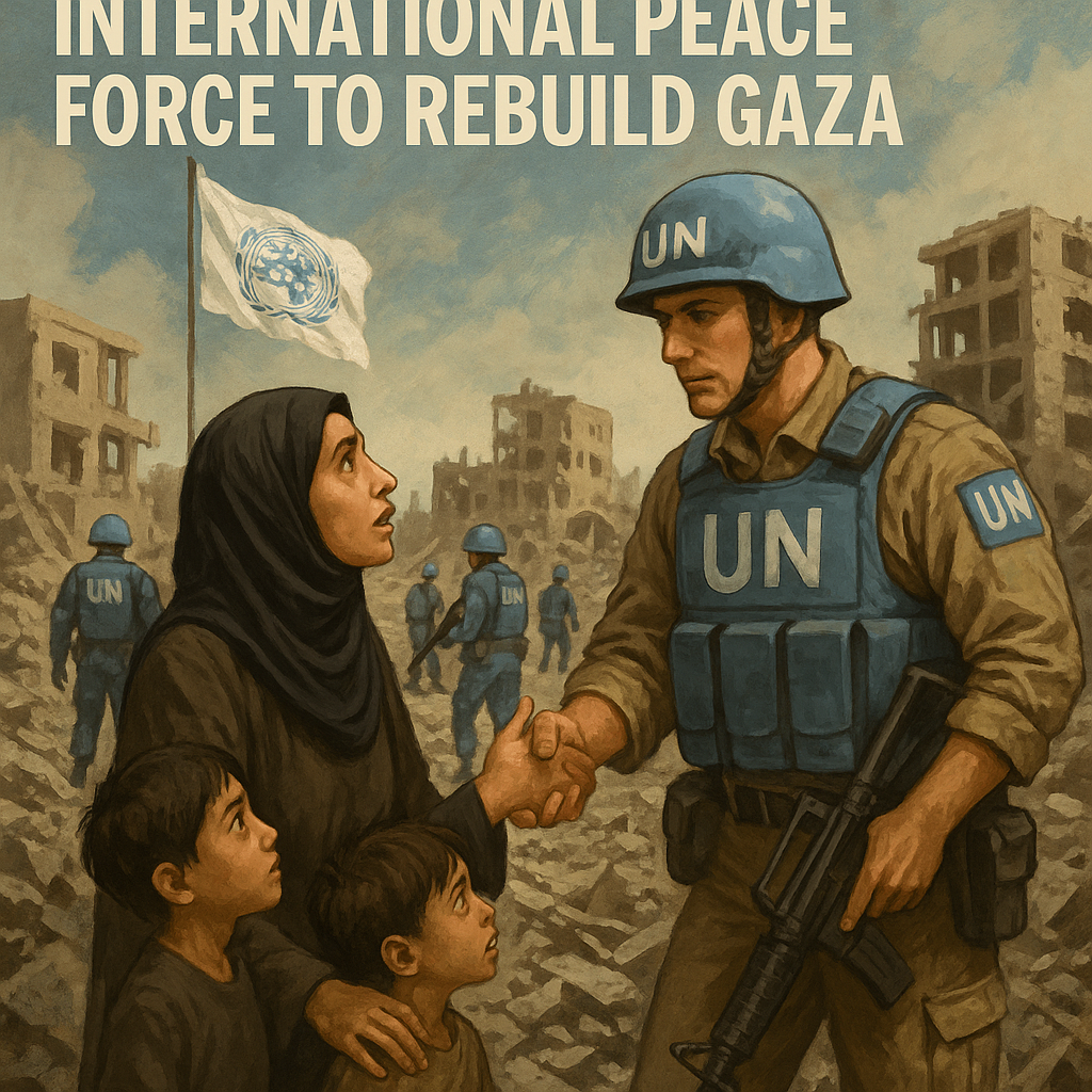 Illustration of Palestinians Seek International Peace Force to Rebuild Gaza