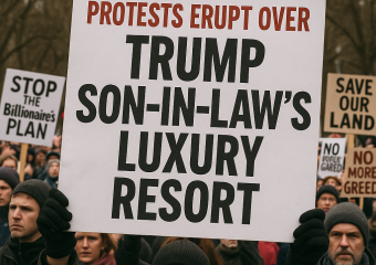 Illustration of Protests Erupt Over Trump Son-in-Law's Luxury Resort