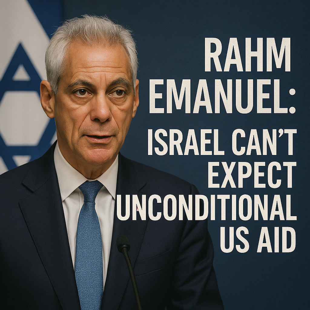 Illustration of Rahm Emanuel: Israel Can’t Expect Unconditional US Aid