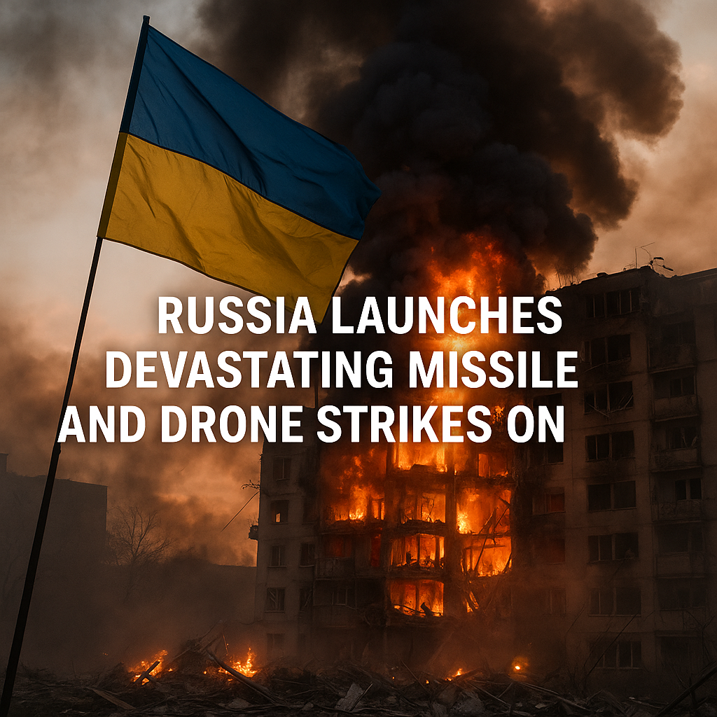 Illustration of Russia Launches Devastating Missile and Drone Strikes on Ukraine