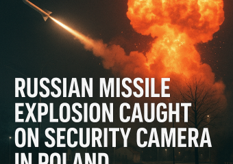 Illustration of Russian Missile Explosion Caught on Security Camera in Poland