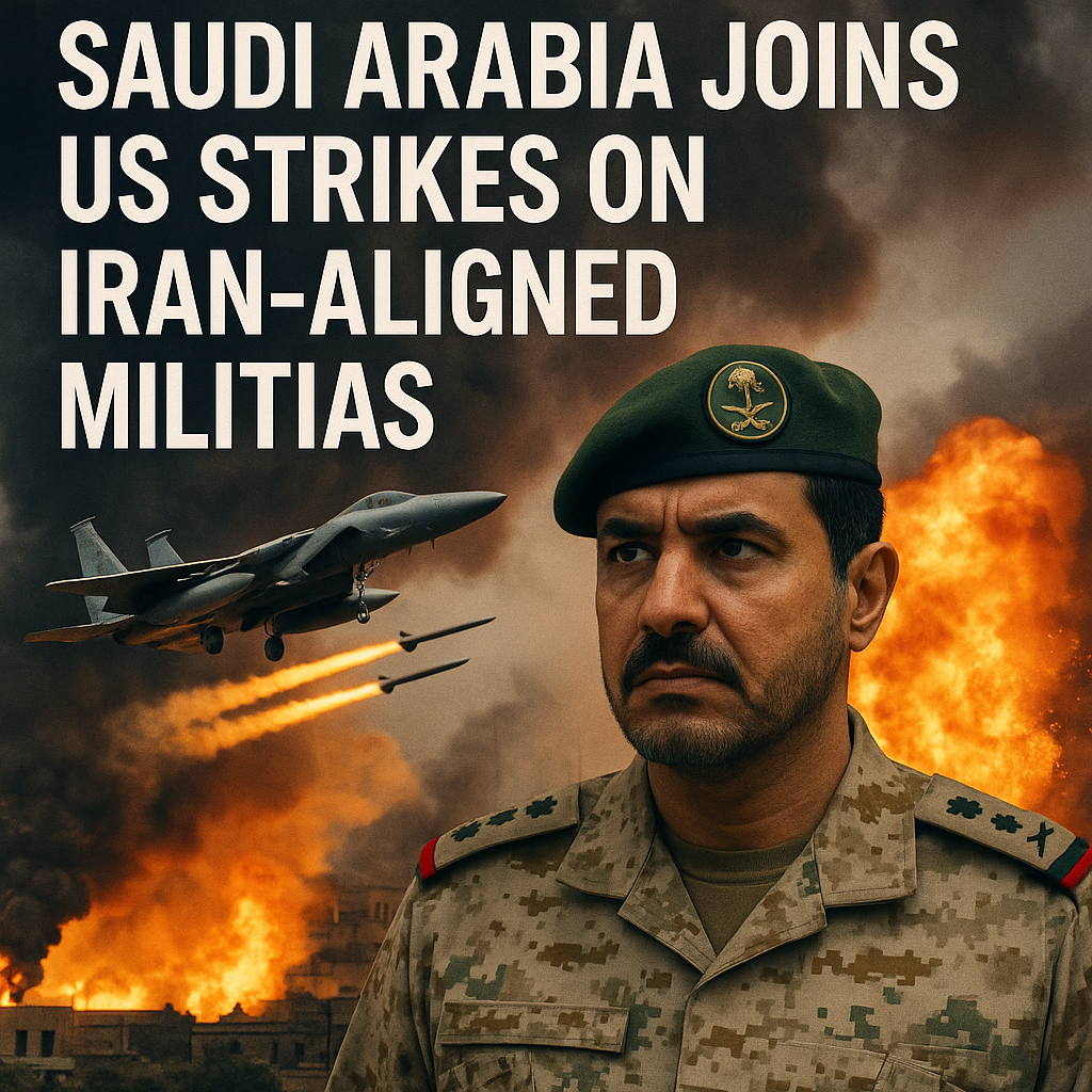 Illustration of Saudi Arabia Joins US Strikes on Iran-Aligned Militias