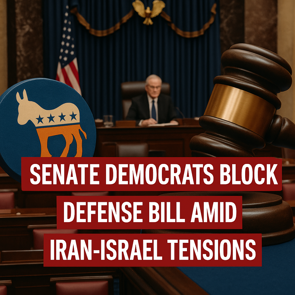 Illustration of Senate Democrats Block Defense Bill Amid Iran-Israel Tensions