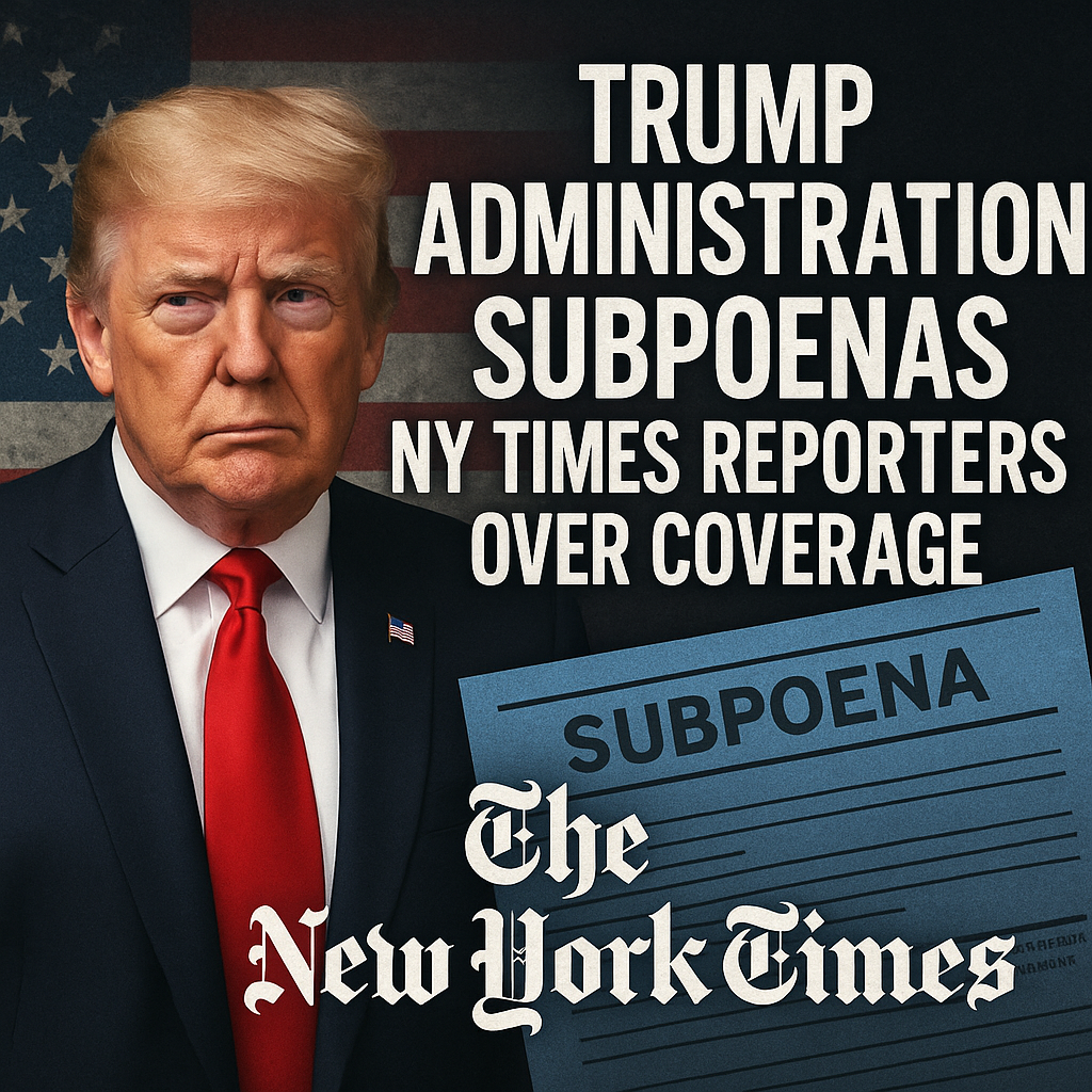 Illustration of Trump Administration Subpoenas NY Times Reporters Over Coverage