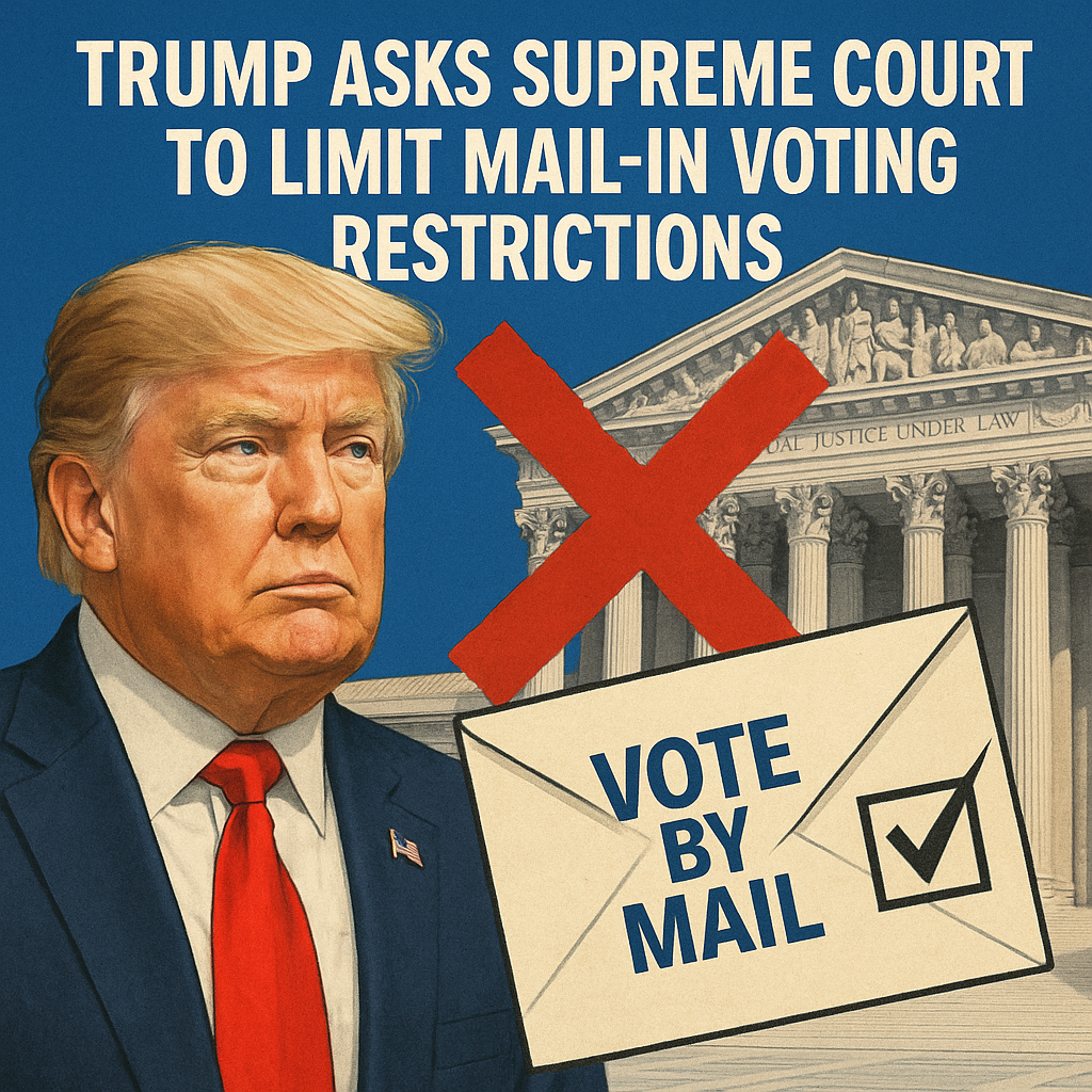 Illustration of Trump Asks Supreme Court to Limit Mail-in Voting Restrictions