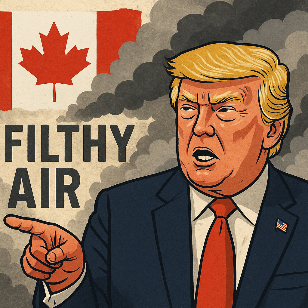 Illustration of Trump Blames Canada for US 'Filthy Air' Invasion