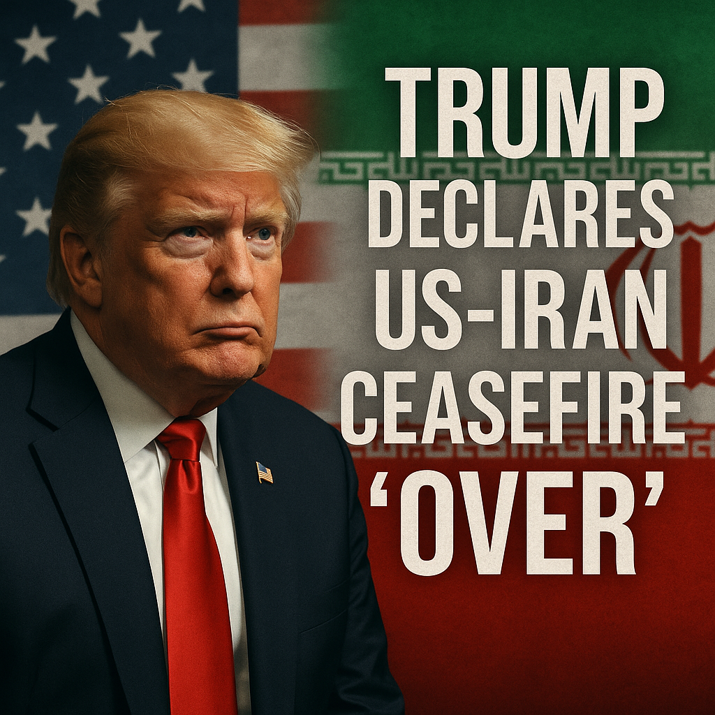 Illustration of Trump Declares US-Iran Ceasefire ‘Over’