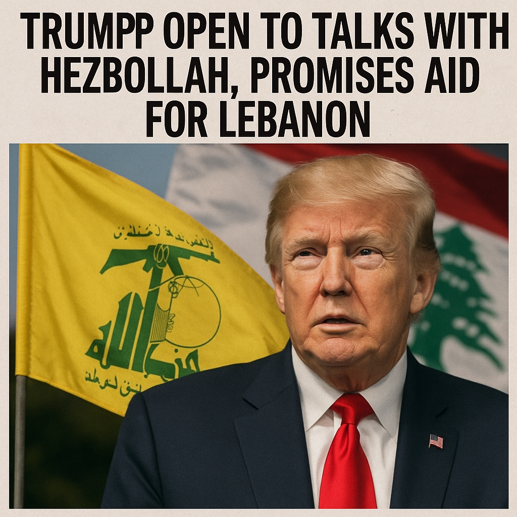 Illustration of Trump Open to Talks with Hezbollah, Promises Aid for Lebanon