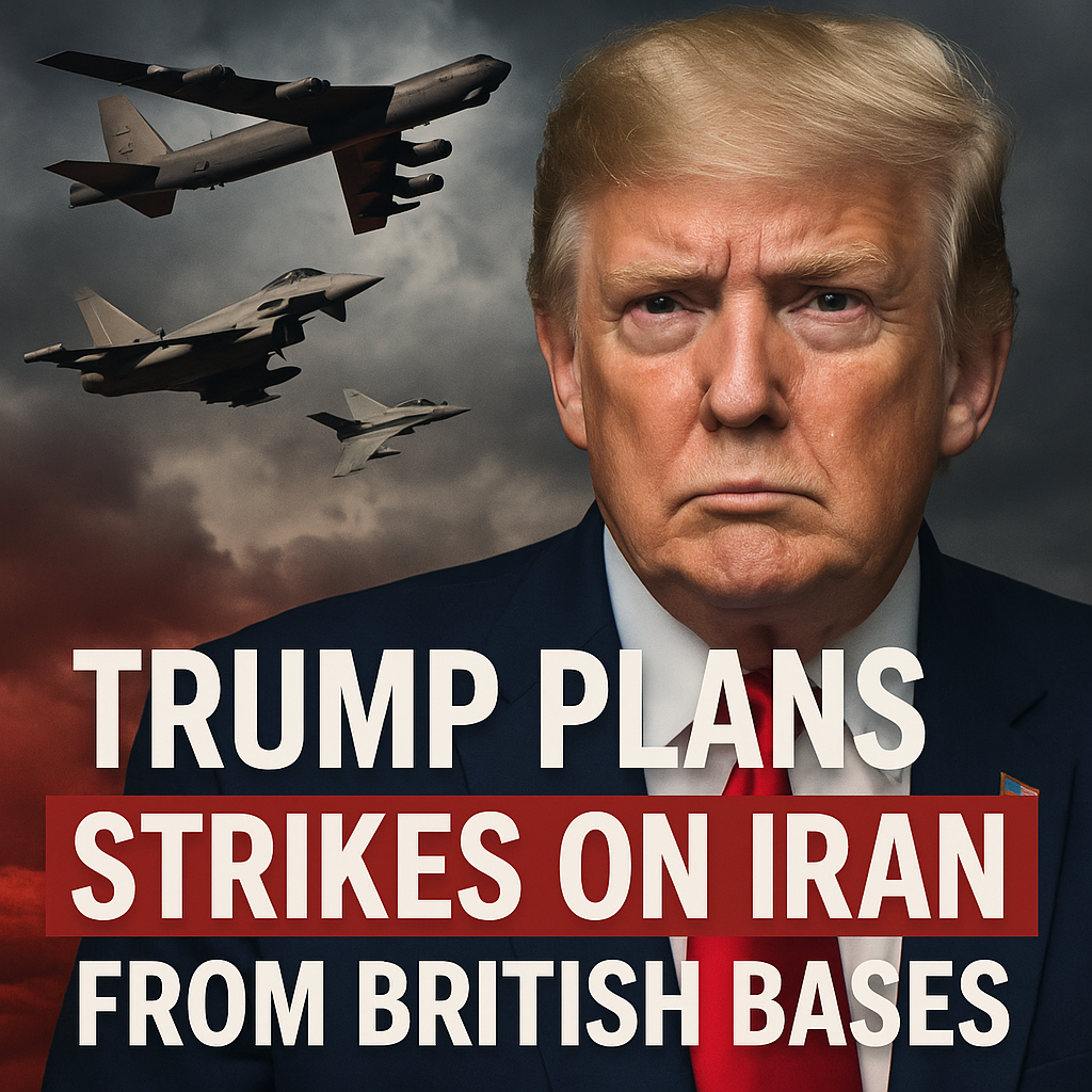 Illustration of Trump Plans Strikes on Iran from British Bases