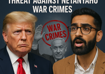 Illustration of Trump Rejects Mamdani's Threat Against Netanyahu's War Crimes
