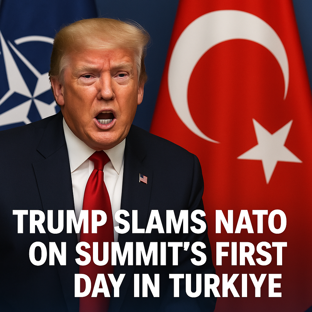 Illustration of Trump Slams NATO on Summit's First Day in Turkiye