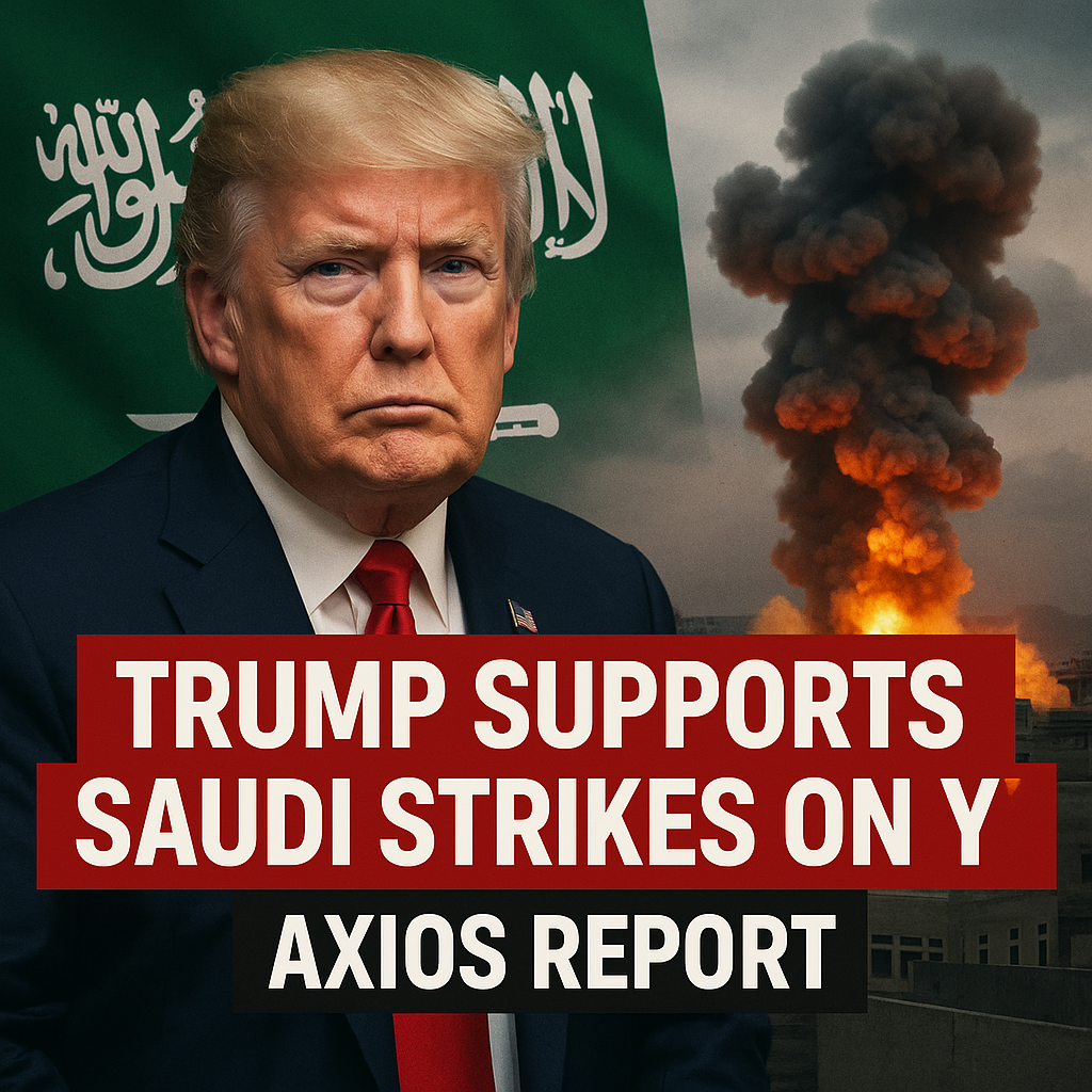 Illustration of Trump Supports Saudi Strikes on Yemen – Axios Report