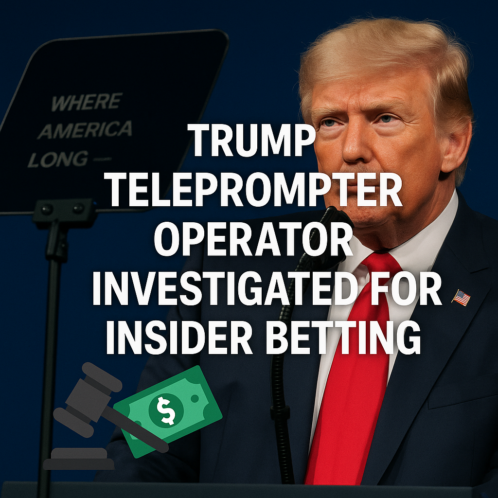Illustration of Trump Teleprompter Operator Investigated for Insider Betting